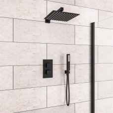 Matt Black Square Recessed Shower Set